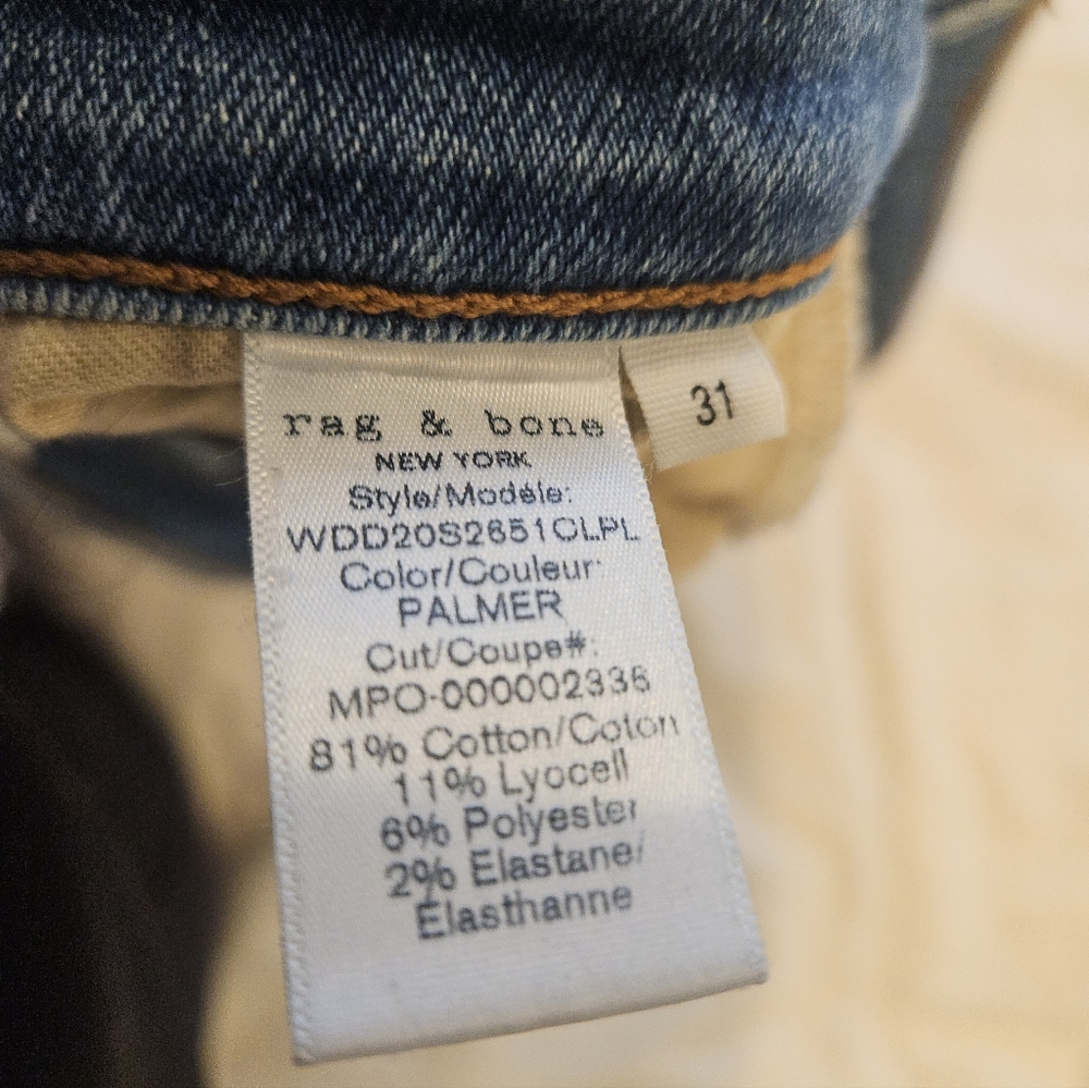 Rag & Bone Cate Mid Rise Ankle Skinny Jeans Blue Distressed Zip Women's Size 31 - Picture 8 of 10